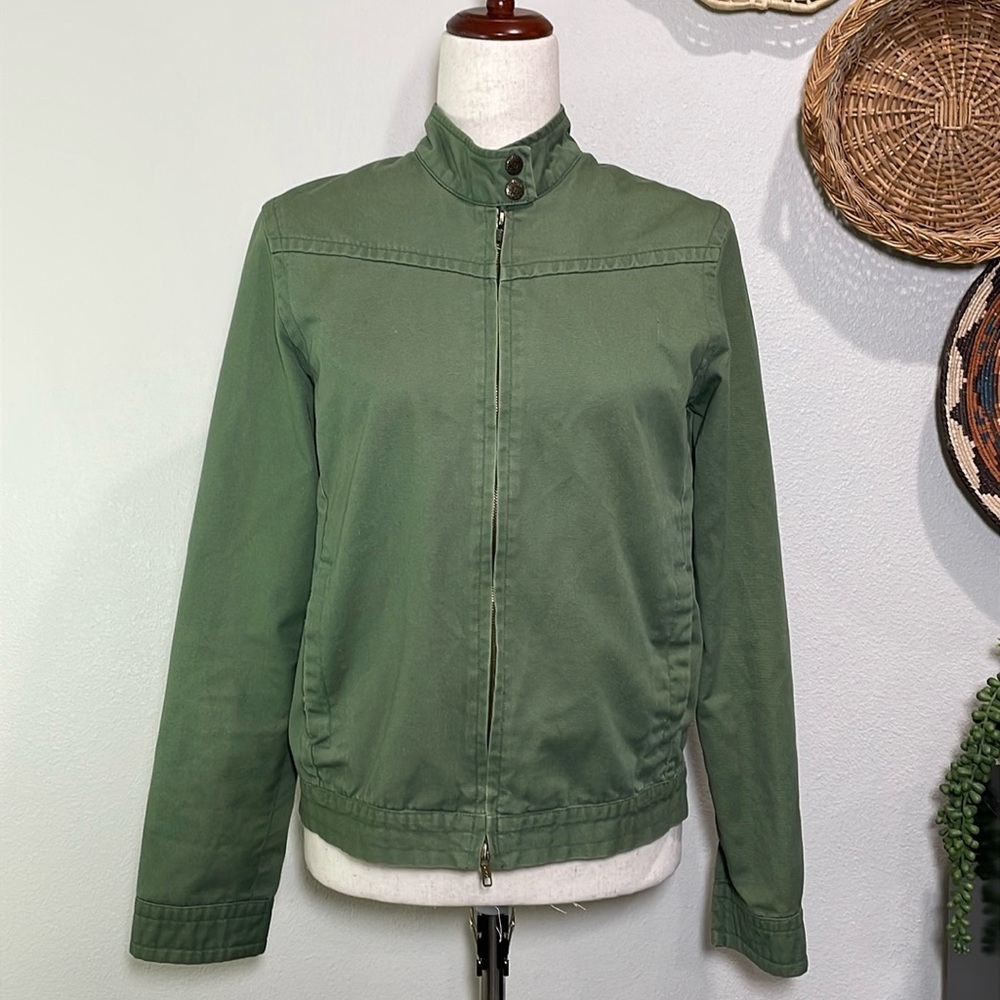 Volcom Lovin' Phoebe Army Green Double Zippered Bomber Jacket Womens Size Medium